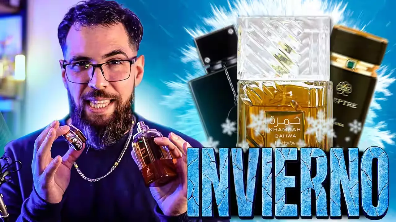 El experto de Senda Olfativa presentando su selección de fragancias de invierno para hombre, rodeado de perfumes árabes y de diseñador.